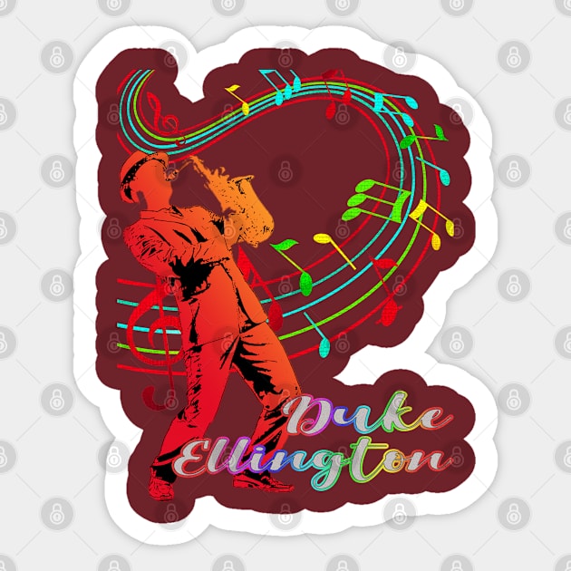 A Man With Saxophone-Duke Ellington Sticker by Mysimplicity.art